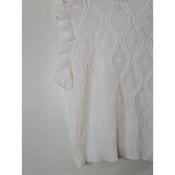 Allegra K Ruffled Sleeve Mock Neck Cable Knit Pullover Sweater Vest Size Medium - Picture 7 of 10